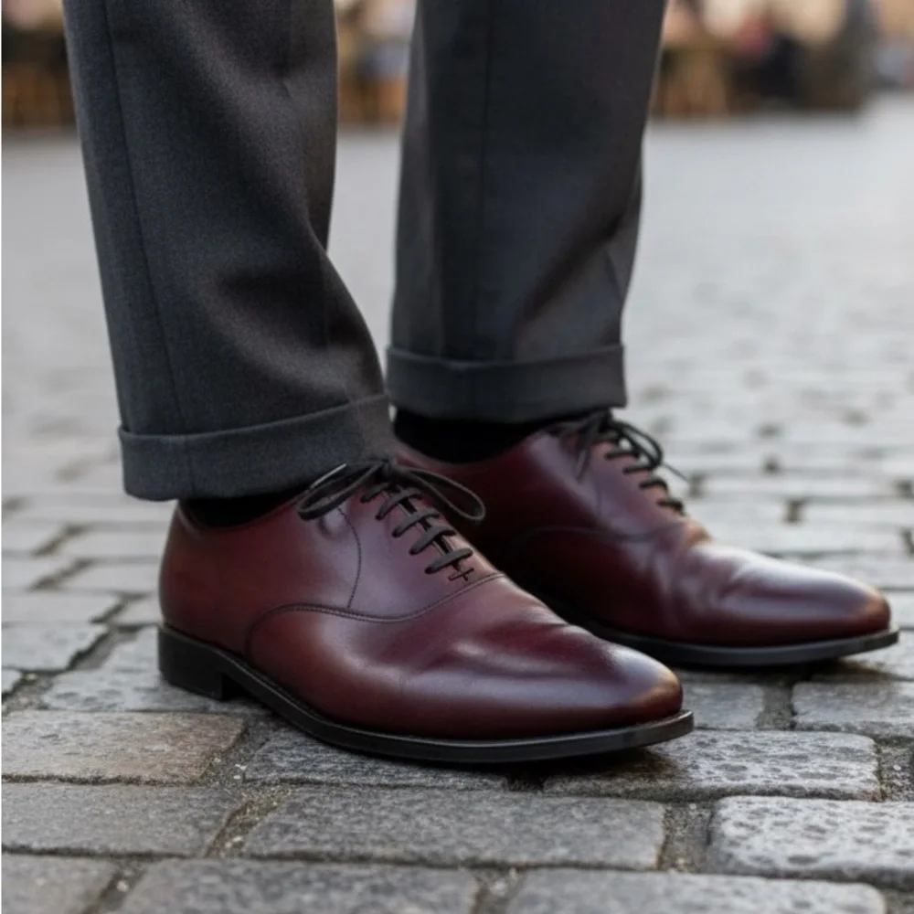 Allen‎ Edmonds CARLYLE Men's Leather Plain-Toe Oxfords Size 10 EEE Dark Chili